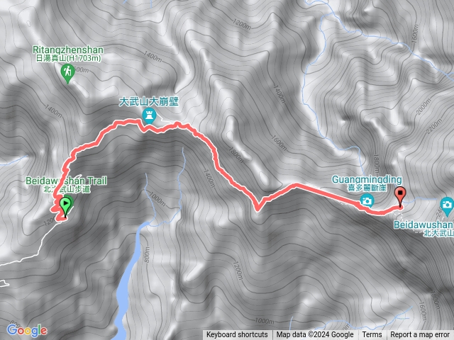 北大武D1新登山口到-檜谷山莊