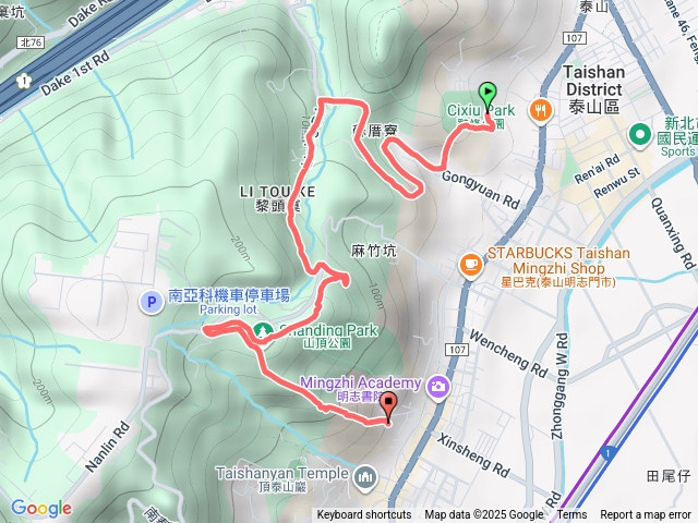 辭修公園-瓊仔湖-山頂公園-蝴蝶步道-明志書院