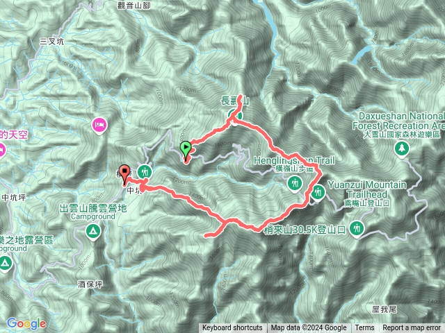 鳶嘴西稜線肥崠山醜崠山鳶嘴山横嶺山沙蓮山笛吹山横嶺山自然步道預覽圖