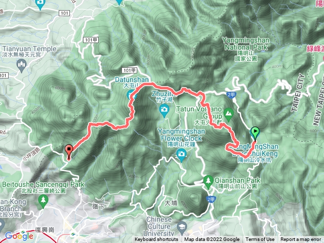 2022-04-10 陽明山七大縱走─冷水坑→冷苗步道→七星公園→七星東峰→七星主峰→小油坑山→大屯山→大屯山南峰→大屯山西峰→面天坪→清天宮