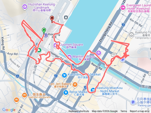 基隆火車站--太平國小--中山橋--廟口--中正公園--海洋廣場尋光獸