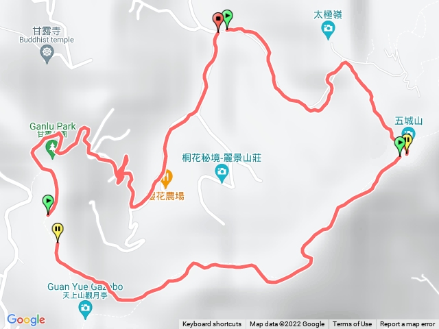 土城石門路70號步道入口-五城山-天上山縱走-天上山鞍部-甘露公園-巨竹農場-產業道路回70號步道入口