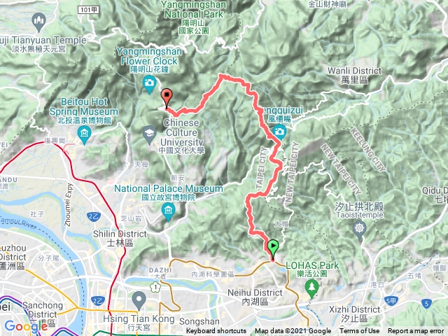 大湖公園到陽明山公車總站