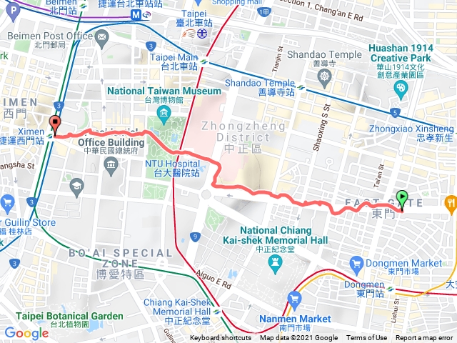 仁愛路二段到西門捷運站