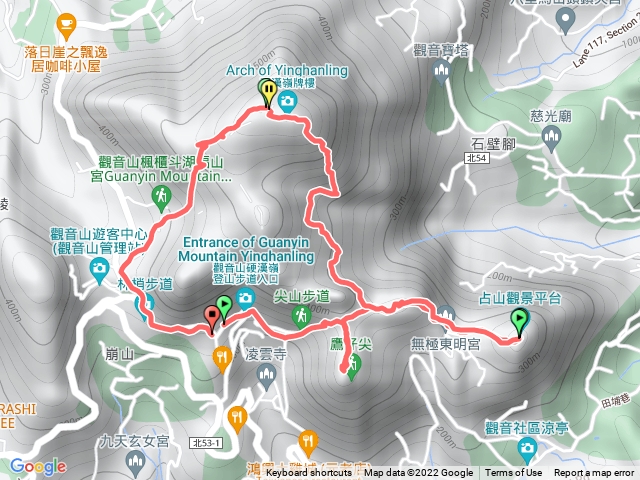 鷹仔尖-尖山-北橫古道-小英雄上硬漢嶺-風櫃斗步道回到停車處