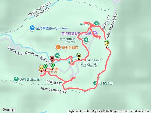 南港茶場環山步道，深按頭山、畚箕湖山北峰、桂花吊橋親水步道