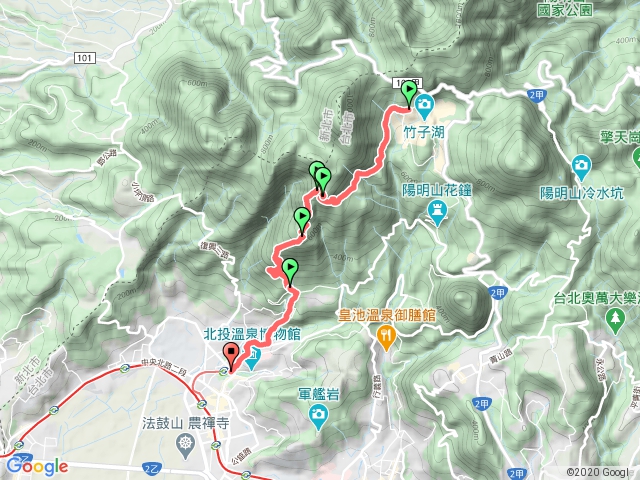 竹子湖、中正山、捷運新北投站