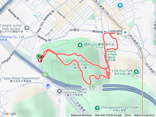 青峰公園福州山公園富陽生態公園捷運麟光站雙入口O型環走預覽圖
