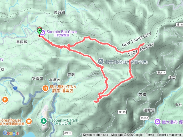 金牌縱走(蝙蝠洞觀音洞步道-金平山西峰-金平山-金平山南峰-牌子山-觀音洞P形)