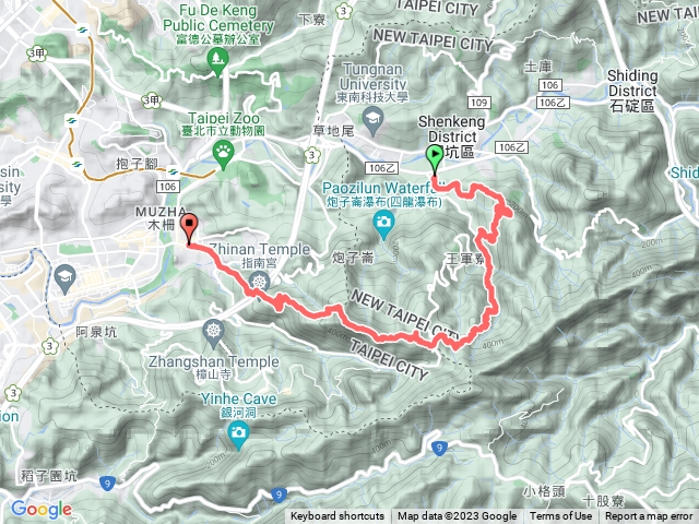 20230405深坑越嶺猴山岳：福安居-麻竹寮山、阿柔洋山、阿柔洋西北峰、猴山岳、猴山岳前鋒、指南宮後山-政大（大腳鴨）