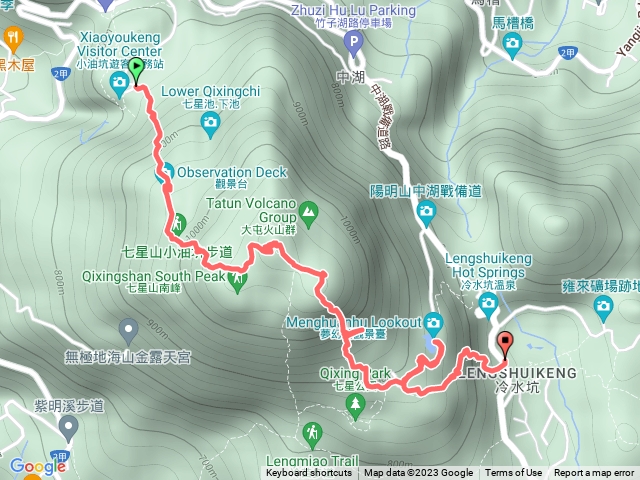 七星山主東峰，小油坑起點，冷水坑終點