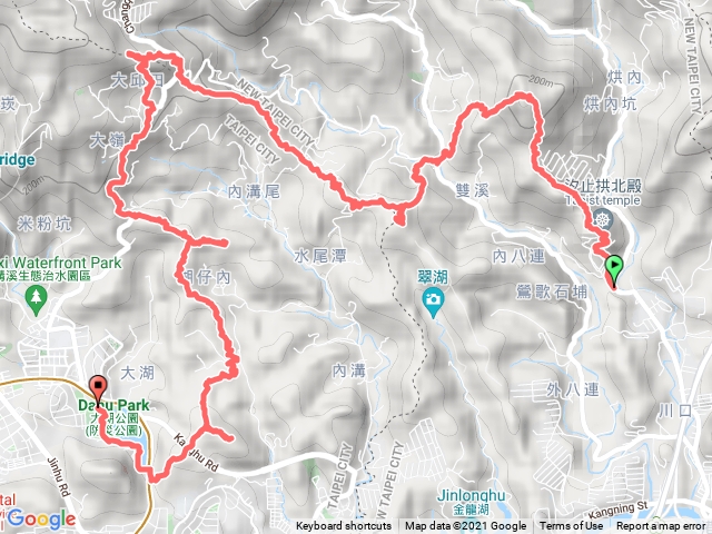 20211231拱北殿登北港山連走老鷲尖水尾潭山大邱田山續行牛稠湖山稜康樂山出大湖公園