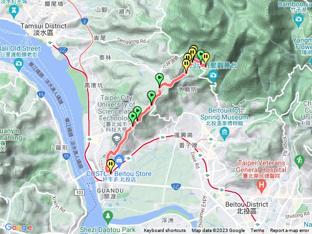 關渡站到北投清天宮