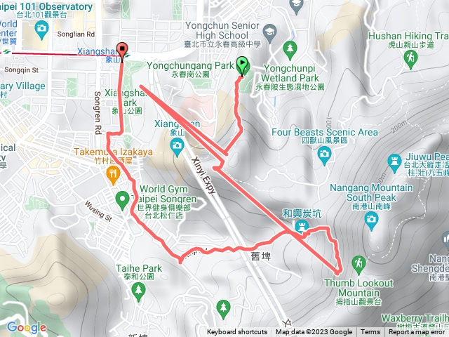 象山➡忍字碑➡和興煤炭➡中強公園➡象山捷運站