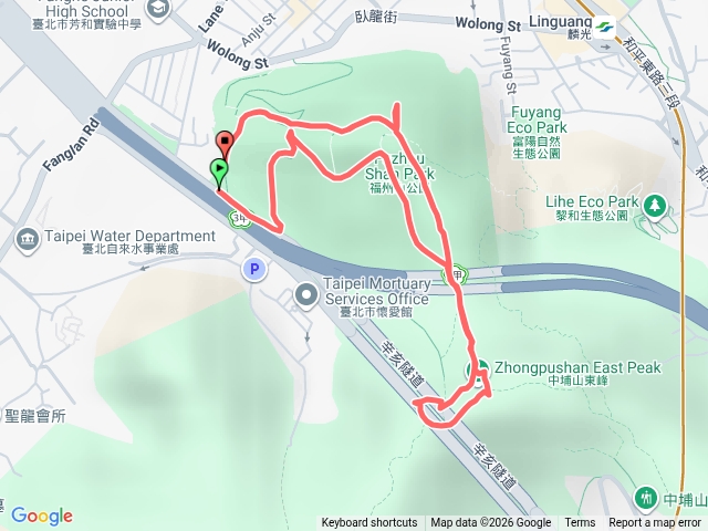 中埔山(含攀岩)、福州山8字型慢跑預覽圖