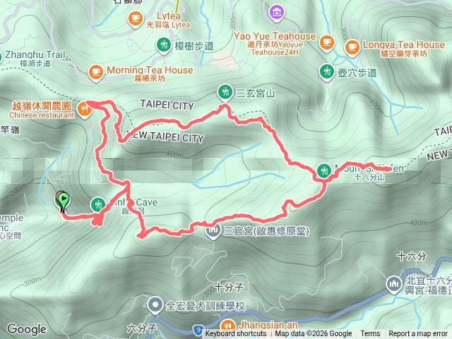 2026 09 19 銀河洞越嶺步道～銀河洞瀑布～六分山～四面頭山～十六分山～貓空尖～三玄宮山～鵝角格山東峰～鵝角格山～銀河洞越嶺步道O型