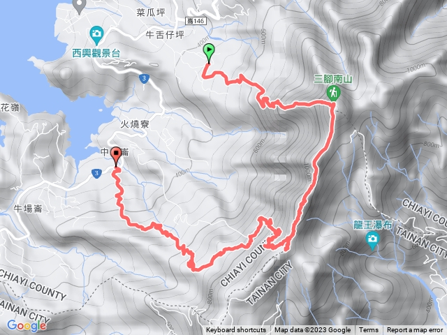 三腳南山、三腳南山南峰(清峰)、雄峰、春峰-南瀛百岳新路線預覽圖