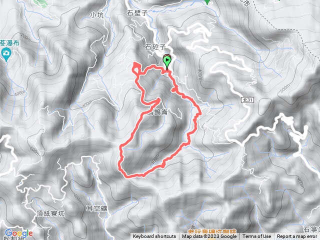 仁愛橋頭、鵠鵠崙、三德廟、展望峰、耳空龜山、雙石塔、作埤內古道、石硿子古道、東山瀑布O行