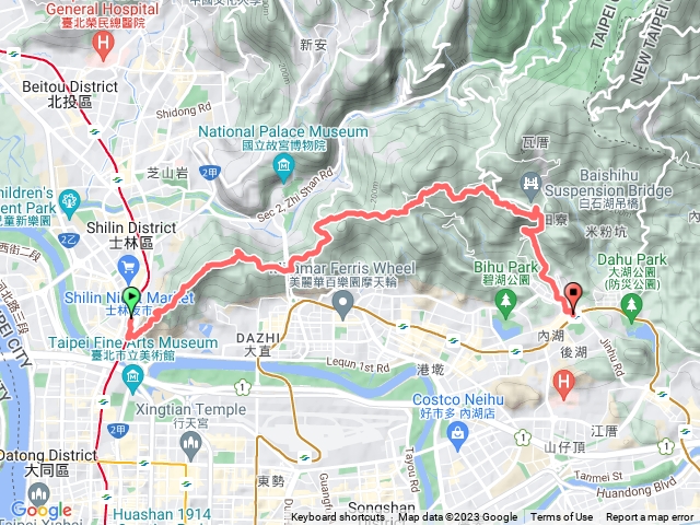 臺北大縱走第五段 捷運劍潭站至碧山巖 加碼到內湖捷運站