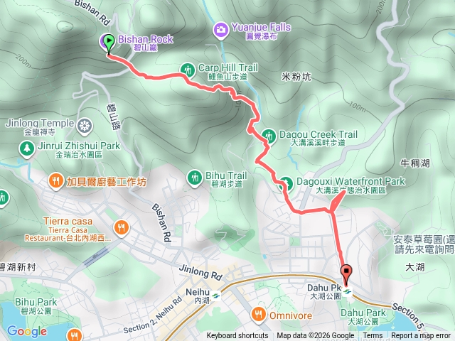 鯉魚山步道到大湖公園站