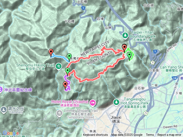 圓通寺、水鴨崙、後湖子山、竹仔崙山、北五峰旗山、鵲子山O型縱走20250823