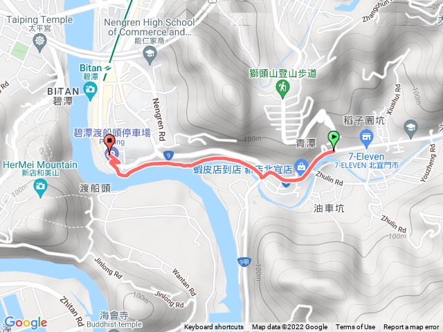 北路二段Ubike站到新店Ubike碧潭渡船頭