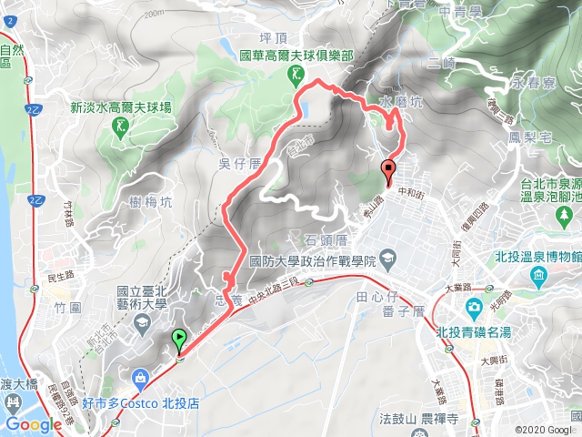 捷運忠義站→忠義山步道→小坪頂路→貴子坑步道