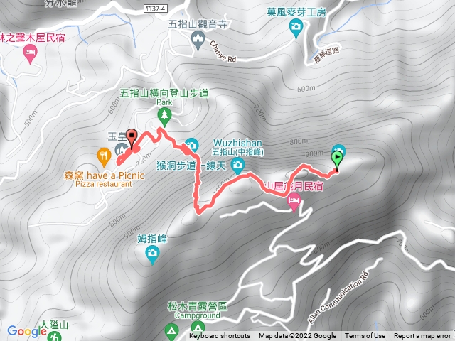 五指山-五指連峰，竹林禪寺上，下切一線天