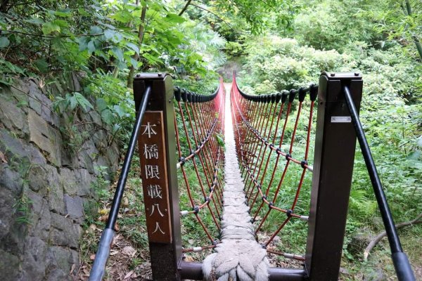 〔北投〕半嶺吊橋 半嶺水圳古道 半嶺瀑布 松溪瀑布。剛完工不久，滿滿森林芬多精的半嶺水圳步道2220900