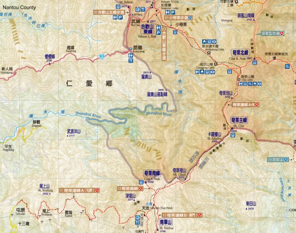 奇萊連峰登山步道路線圖