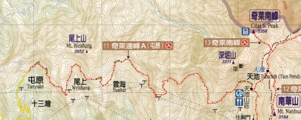 奇萊南峰步道、南華山步道(奇萊南華)單日往返路線圖