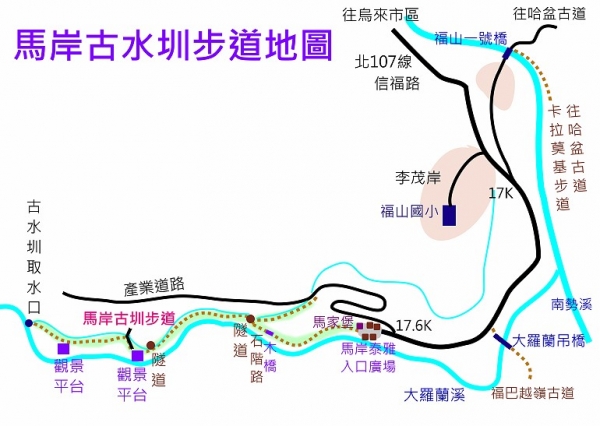 大羅蘭溪古圳步道(福山馬岸)路線圖