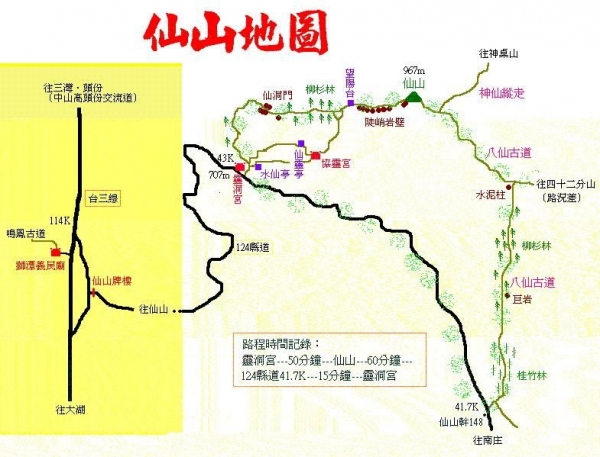 仙山登山步道路線圖