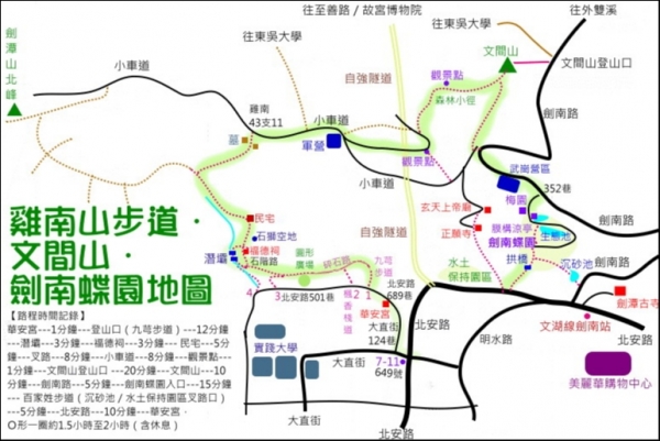 雞南山自然步道、文間山路線圖
