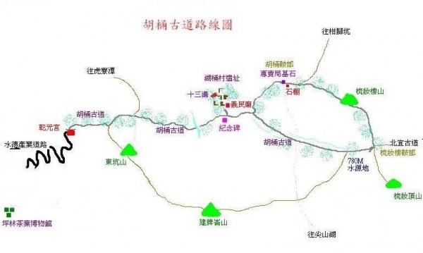 胡桶古道(湖桶古道)路線圖