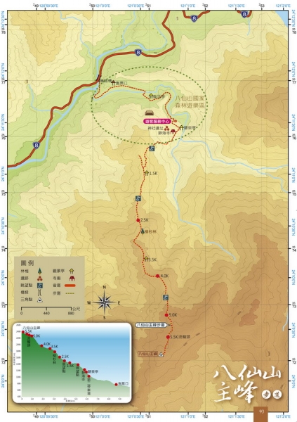 八仙山主峰步道路線圖