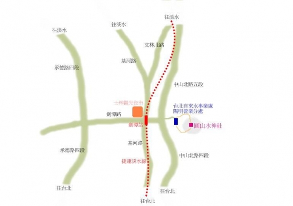 圓山水神社步道路線圖