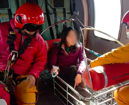 【新聞】影／去年跨年雪山西稜線縱走女子受傷 空勤直升機今天救出