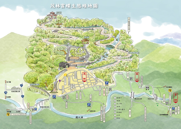 瑟舍賞蝶步道、姿沙里沙里步道路線圖