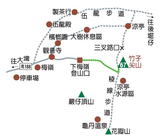 竹子尖山步道路線圖
