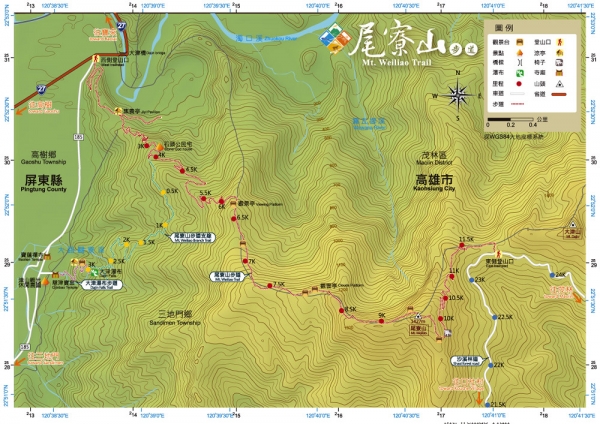 尾寮山登山步道路線圖