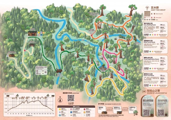 拉拉山神木群步道路線圖