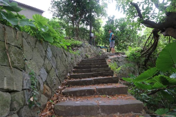 〔北投〕半嶺吊橋 半嶺水圳古道 半嶺瀑布 松溪瀑布。剛完工不久，滿滿森林芬多精的半嶺水圳步道2220912