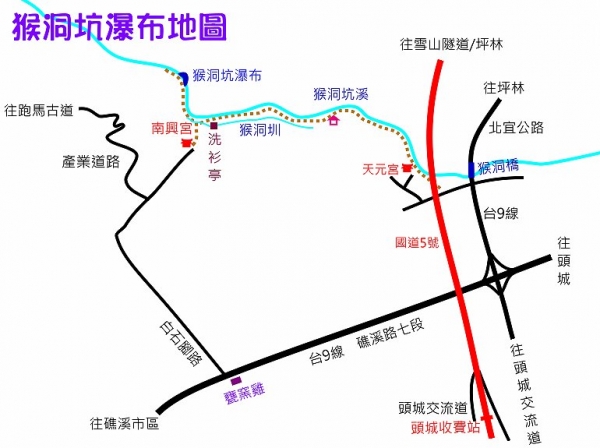 猴洞坑溪步道路線圖