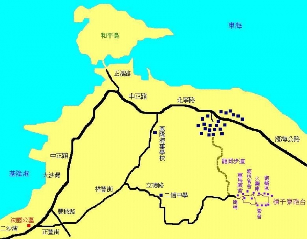 槓子寮砲台、槓子寮山步道(龍崗步道)路線圖