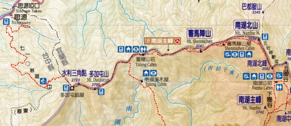 南湖群峰登山步道路線圖
