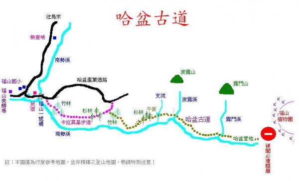 哈盆越嶺步道路線圖