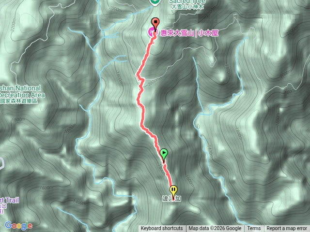 大雪山波津加山來回預覽圖