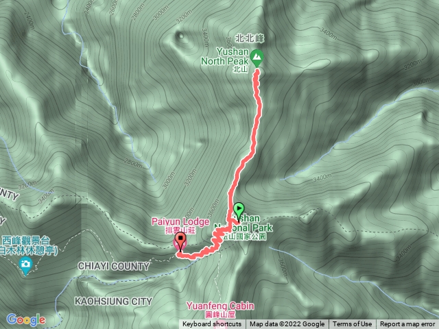 玉山主峰到北峰回排雲山莊