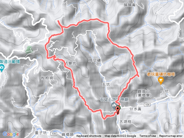 新北市石碇 姑娘廟 石底觀音山 刀石崙 581峰 耳空龜山 四分尾山 上鹿窟崙山 紙寮坑古道 姑娘山O行走航跡檔gpx(2022-11-13)